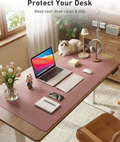 Aothia Non-Slip Waterproof PU Leather Desk Pad Protector for Mouse, Writing Desk, Office, Home, Laptop Blotter, 23.6" x 13.7", Black - Colors B