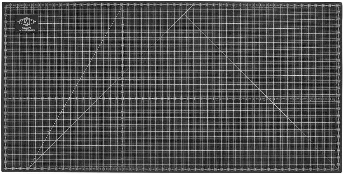 ALVIN GBM Self-Healing Cutting Mat 48 x 96 inch | Double-Sided Green/Black | 5-Layer Gridded Surface for Arts, Crafts and Sewing - Model GBM4896