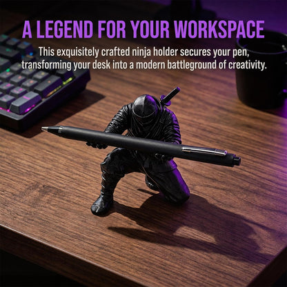 Ninja Pen Holder for Desk - Cool Samurai Figurine Pencil Stand & Office Decor, Gifts for Men