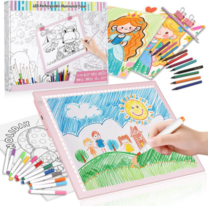 Light Up Tracing Board Kits Blue, 15" Writing Tracer Pad for Kids Ages 3-12, Drawing Tablet Supplies for Diamond Art Painting Accessories, Sketching Light Box Table for Boys Adults Holiday Gift Toys