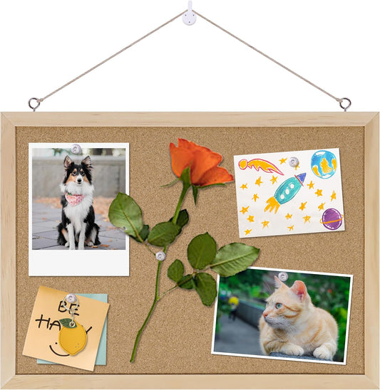 DAHAPYBOO Cork Board Bulletin Board,17"X 12" Cork Board for Office with Pin Oak Wood Boards,Hanging Corkboards for Office Home School Message Board or Vision Board Decoration.