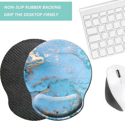 Mouse Pad with Wrist Support, Ergonomic Mouse Pad with Memory Foam Wrist Rest Cushion, Non-Slip Rubber Base Gaming Mice Pad for Home Office Computer Laptop, Flowers Grass