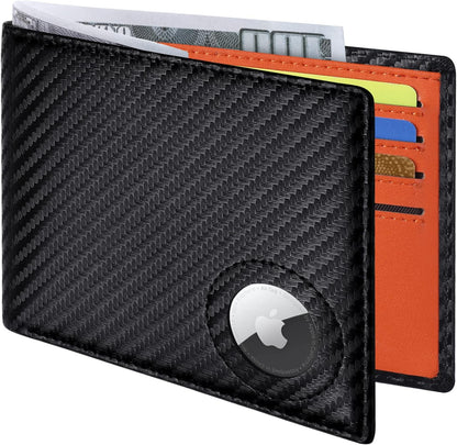 GIPUSSON Slim Leather Wallet for Men Airtag Hidden, Large Bifold Mens Wallet RFID Blocking with ID Windows, Credit Card Holder for Men Wallet