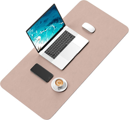 Hsurbtra Desk Pad, 23.6" x 13.8" PU Leather Desk Mat, M Extended Mouse Pad, Waterproof Desktop Blotter Protector, Non-Slip Ultra Thin Small Laptop Keyboard Writing Mat for Office Home, Pink