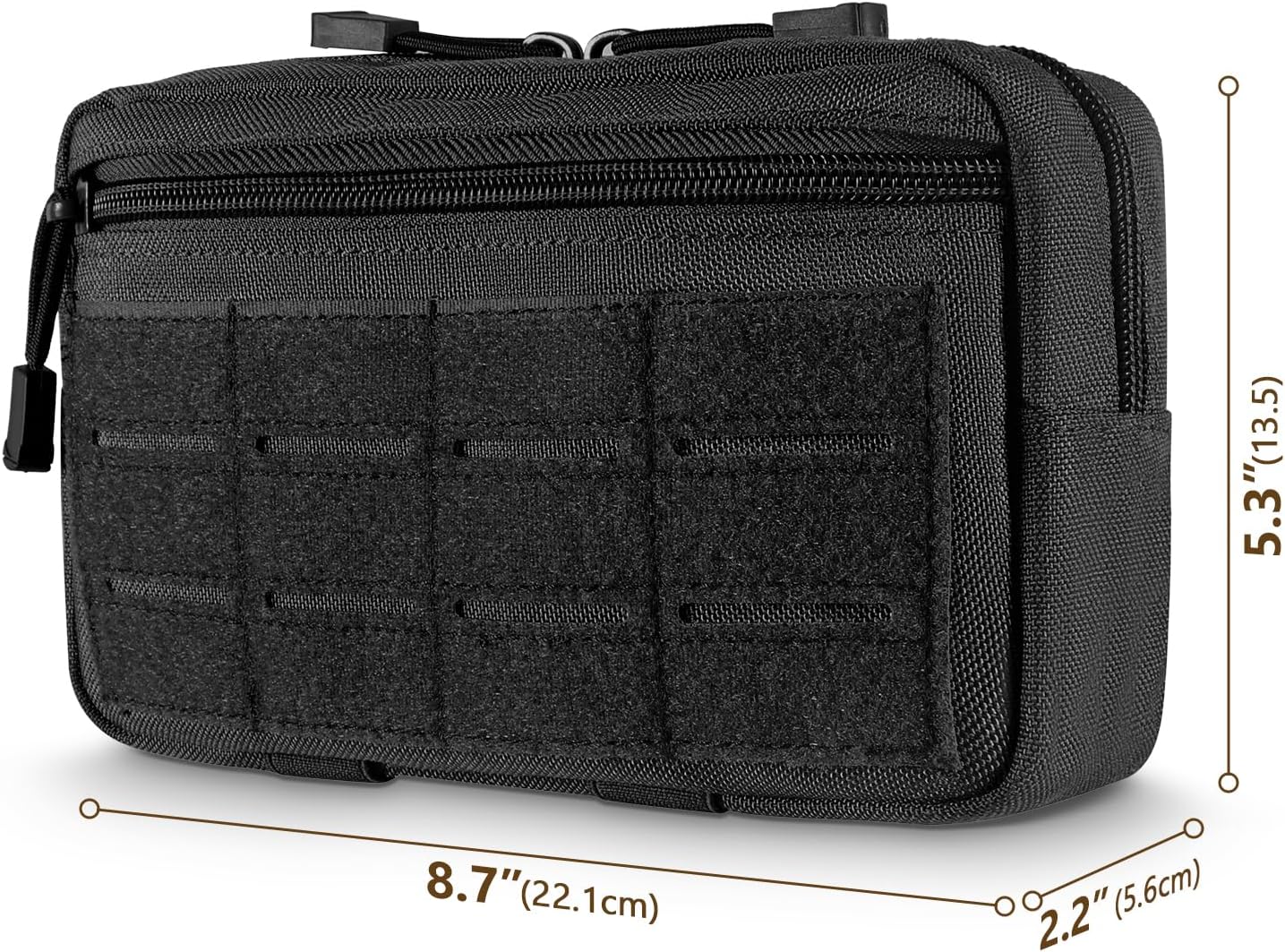 FRTKK Tactical Molle Admin Pouch Utility Laser Cut EDC Tool Pouch Bag Horizontal Modular Pouches Include US Flag Patch and Keychain