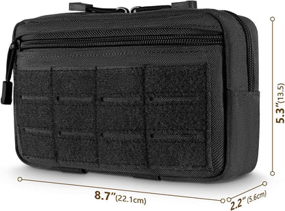 FRTKK Tactical Molle Admin Pouch Utility Laser Cut EDC Tool Pouch Bag Horizontal Modular Pouches Include US Flag Patch and Keychain
