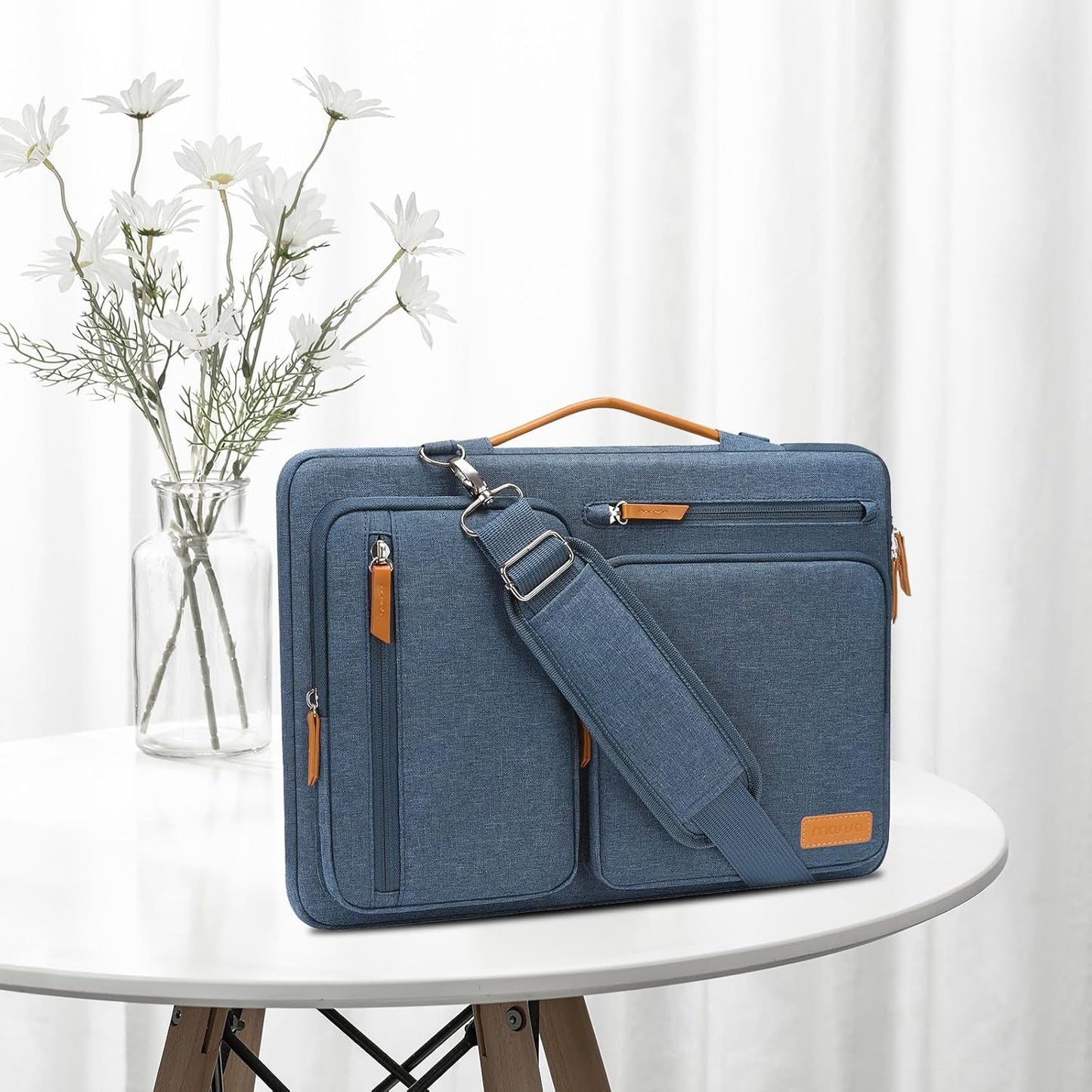 MOSISO 360 Protective Laptop Shoulder Bag,15-15.6 inch Computer Bags Compatible with MacBook Pro 16 inch, HP, Dell, Lenovo, Asus Notebook,Side Open Messenger Bag with 4 Zipper Pockets, Gray