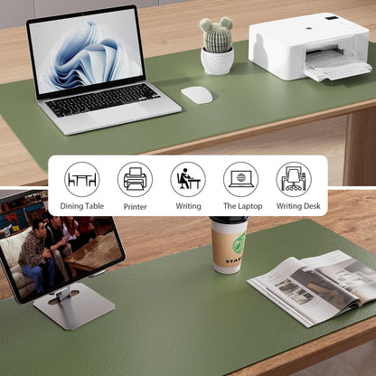 Aothia Leather Office Desk Pad Protector, Non-Slip PU Leather Desk Blotter, Waterproof Laptop Writing Mouse Pad for Office and Home, Black, 31.5" x 15.7" - Colors B