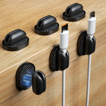 5-Pack Magnetic Cable Clips Cord Organizer - Smoothly Adjustable, Puretor Desk Cable Management Clips. Ideal Wire Holders for Desktop, Nightstand, Wall - Perfect for Home Office, Phone, Car (Black)