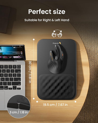 ProtoArc Ergonomic Mouse Pad with Wrist Rest, MP50 Mousepad with Massage Design, Soft Memory Foam and Non-Slip PU Base for Pain Relief, Desk, Home, Office, 12x8 Inches, Black