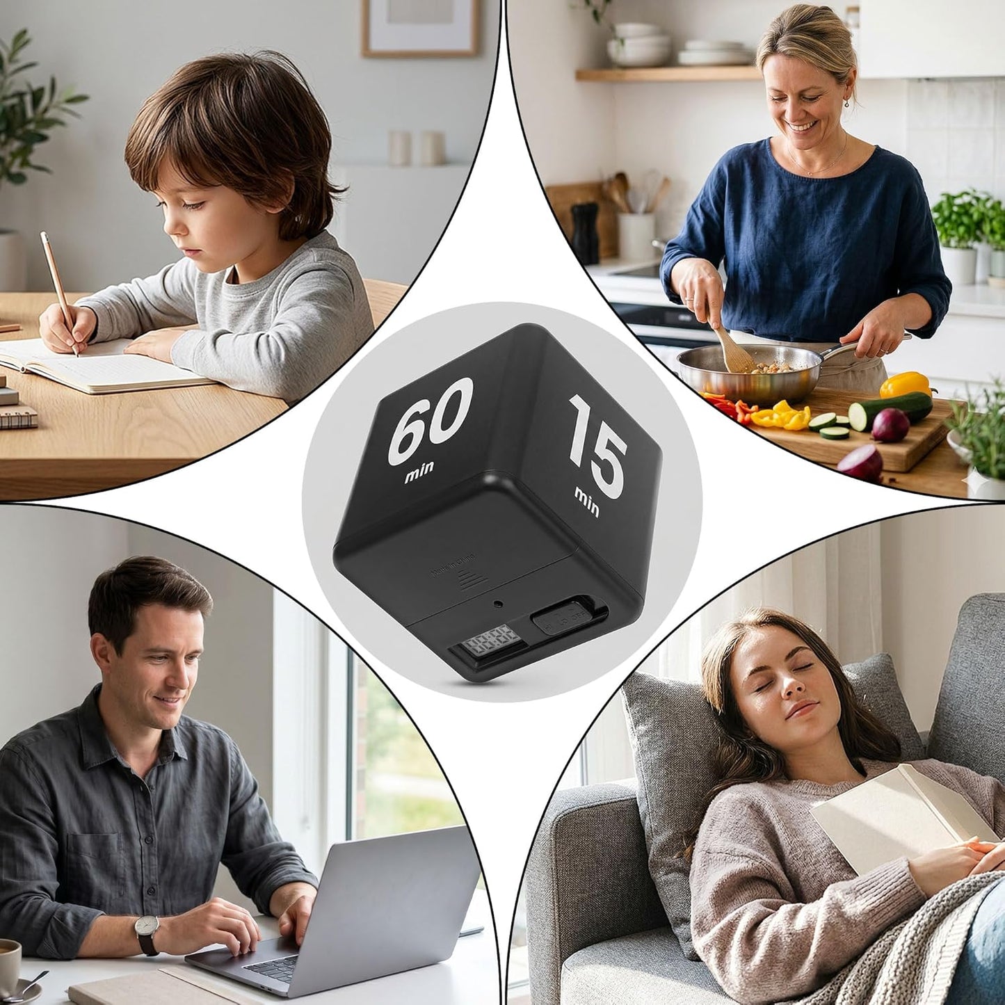 JOYIT Cube Timer 1 3 5 10 Minutes - Flip Countdown Visual Timer for Time Management, Kitchen, Workout, Study, Classroom, Office, Games