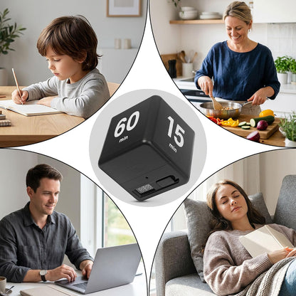 JOYIT Cube Timer 1 3 5 10 Minutes - Flip Countdown Visual Timer for Time Management, Kitchen, Workout, Study, Classroom, Office, Games