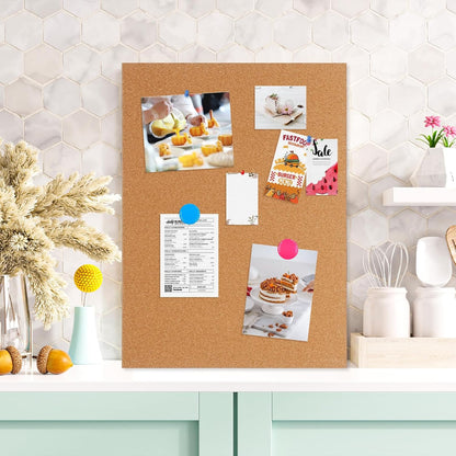 DOLLAR BOSS Bulletin Boards with Linen 1-Pack 16''X 12'' Double-Sided Cork Board for Walls Wood Framed Bulletin Boards, Small Pin Board for Home Kitchen Office Decorative Hanging 10 Pushpins
