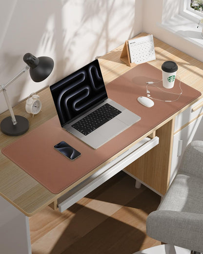 AFIING Desk Pad Protector 23.6" x 13.7" - Non-Slip Waterproof PU Leather Desk Mat for Mouse, Keyboard, Laptop, Office and Home Workspace (Beige)