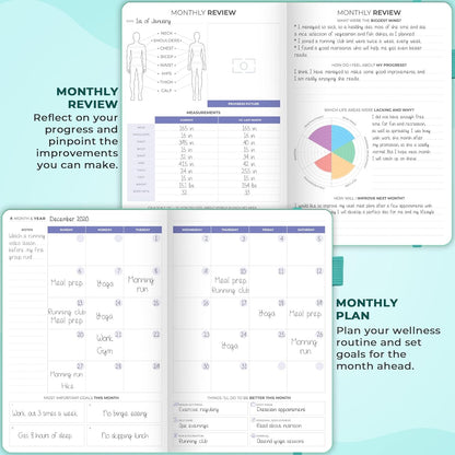 Clever Fox Fitness & Food Journal – Nutrition & Workout Planner for Women & Men – Diet & Gym Exercise Log Book with Calendars, Diet & Training Trackers - Undated, A5 Size, Hardcover (Forest Green)
