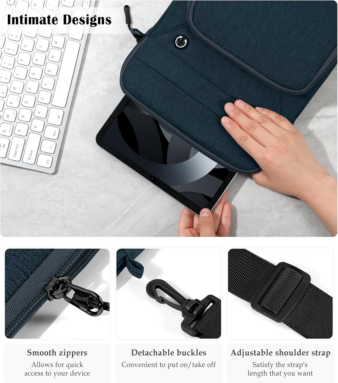 Dadanism 9-11 Inch Tablet Sleeve Bag with Shoulder Strap for iPad (A16) 11", iPad Air M4 Pro M5 11", i-Pad 10th Gen 10.9", i-Pad 9/8/7th Gen 10.2", Galaxy Tab A11+ Plus 11", reMarkable 2 10.3", Black