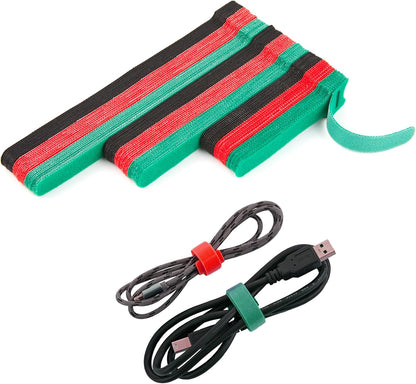 12 Inch Multi-Colour Cable Ties 50 PCS Reusable Fastening Cable Straps Adjustable Hook & Loop Organizer Straps Cords Management for Home, Office and Data Centers