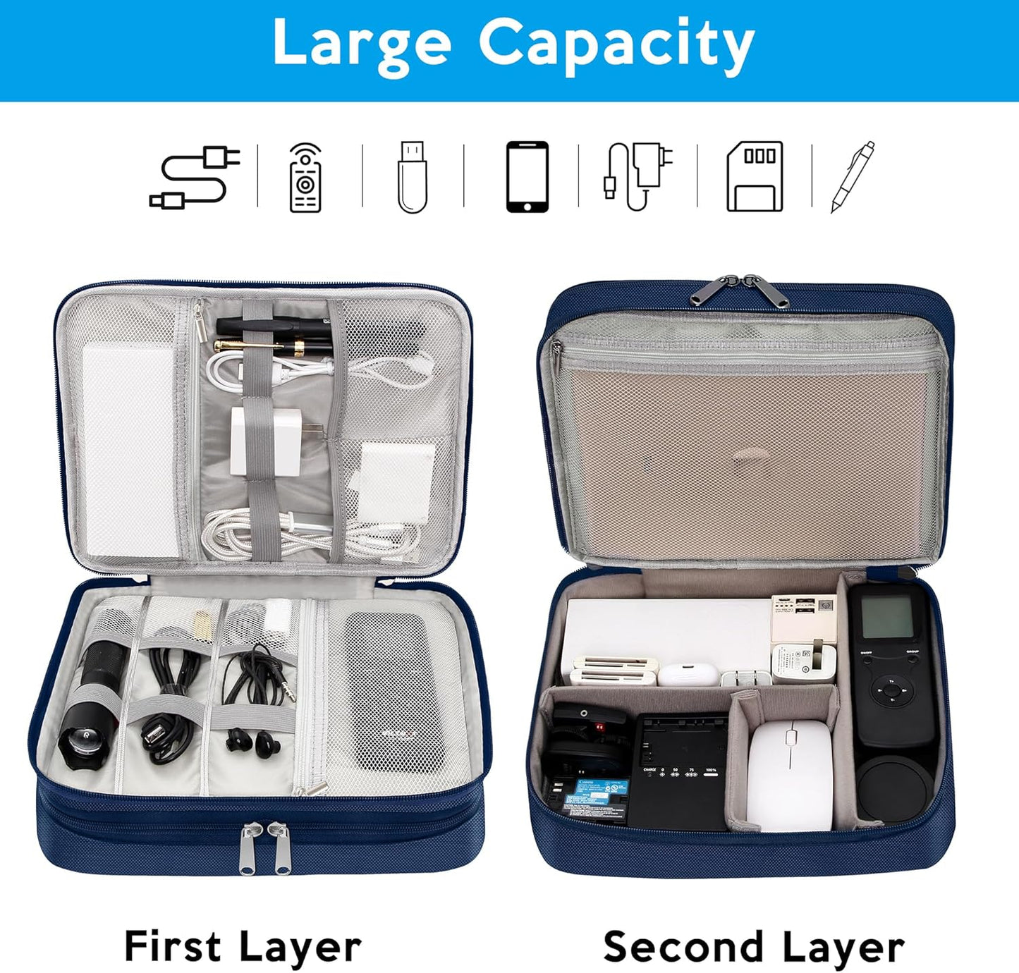CILLA Electronics Organizer Travel, Travel Cord Organizer Case, Compact Electronics Accessories Bag for Cable, Cord, Charger, Phone