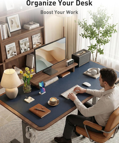 Aothia Non-Slip PU Leather Waterproof Laptop Desk Pad Protector, Blotter Mat, Writing and Mouse Pad for Office & Home, Beige, 23.6" x 13.7" - Colors A