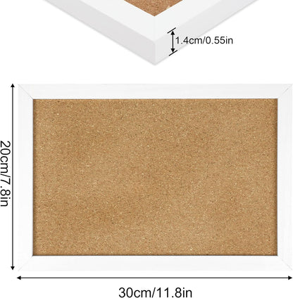 FEBSNOW Cork Board Bulletin Board 15.7 x 12 Inches with Rectangle White Frame Hanging Pin for Office Home Message Board or Vision Board Decoration