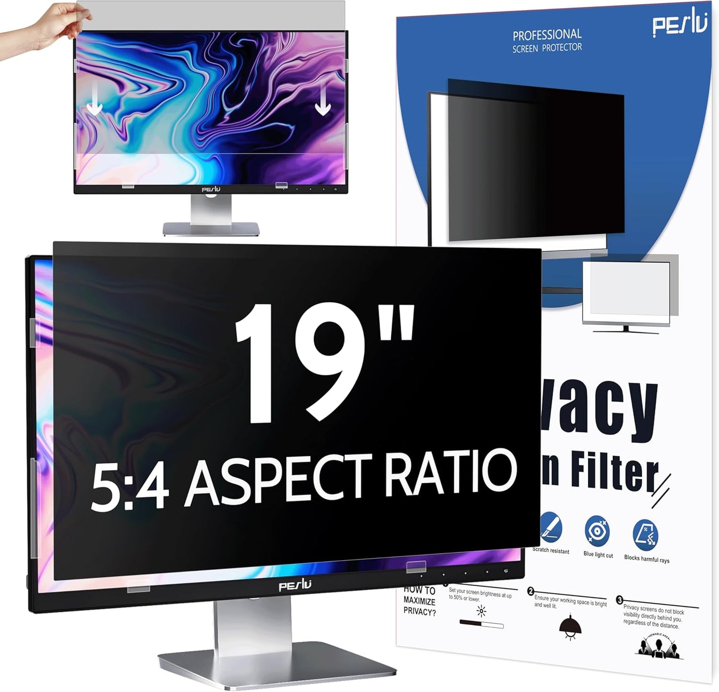 Peslv 15.6 Inch Laptop Privacy Screen Compatible With Lenovo Hp Dell Acer Asus Thinkpad Envy Xps, 16:9 Aspect Removable Anti Glare Blue Light Filter Protector, 15 In Computer Monitor Security Shield