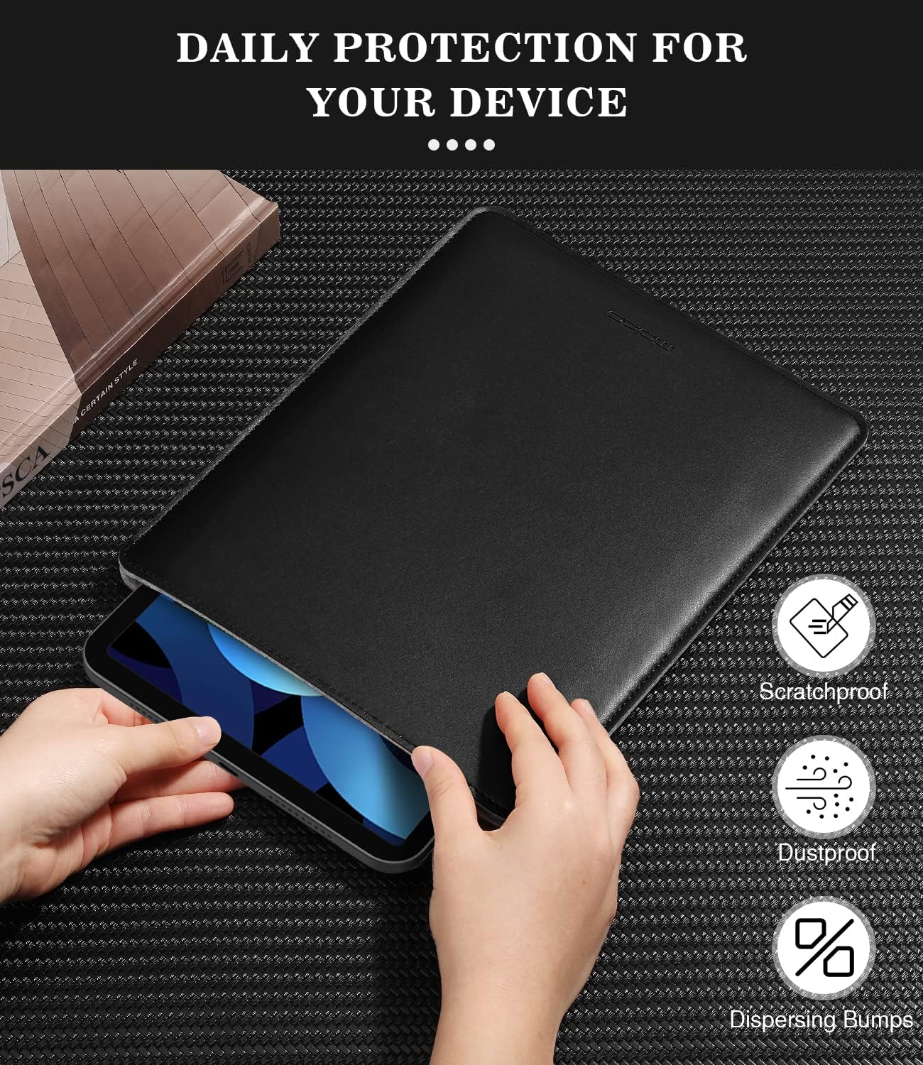 MoKo 9-11 Inch Tablet Sleeve, PU Leather Briefcase Slim Stylish Case Fits New 11-inch iPad Air M4 2026/iPad Pro M5, Air 5/4th 10.9, 10th Gen 10.9, 9/8. Gen 10.2, Tab S8/S9 11, Midnight Green