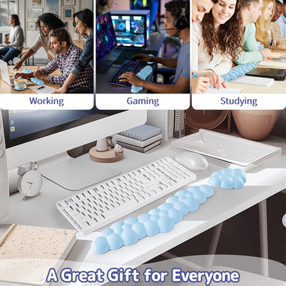 Sushret Cloud Wrist Rest for Keyboard and Mouse, Memory Foam PU Leather Keyboard Wrist Rest with Ergonomic Support, Non-Slip Base, Cute Arm Rest Pad & Palm Cushion, Office Desk Accessory, Purple