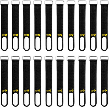 Wrap-It Storage Cinch-Straps, 5-in (20-Pack) Black - Hook and Loop Strap with Write on Label for Easy Cord Identification and Cable Management
