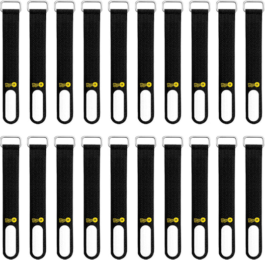 Wrap-It Storage Cinch-Straps, 5-in (20-Pack) Black - Hook and Loop Strap with Write on Label for Easy Cord Identification and Cable Management