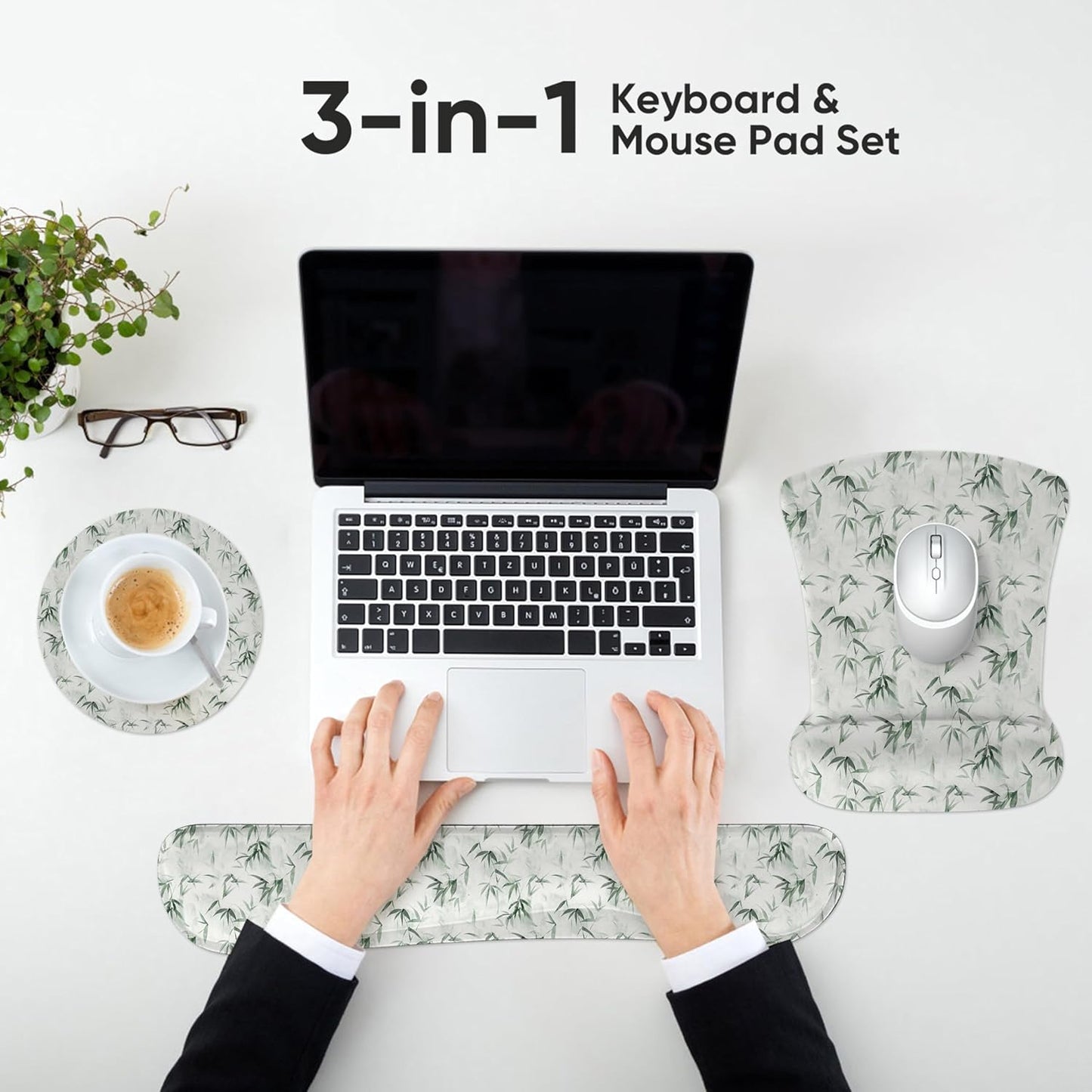 RICHEN Keyboard Wrist Rest Pad and Mouse Wrist Rest Support Mouse Pad Set,Sturdy & Comfortable & Lightweight for Easy Typing & Pain Relief-Ergonomic Support (Brown)