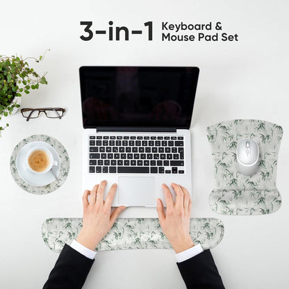 RICHEN Keyboard Wrist Rest Pad and Mouse Wrist Rest Support Mouse Pad Set,Sturdy & Comfortable & Lightweight for Easy Typing & Pain Relief-Ergonomic Support (Brown)