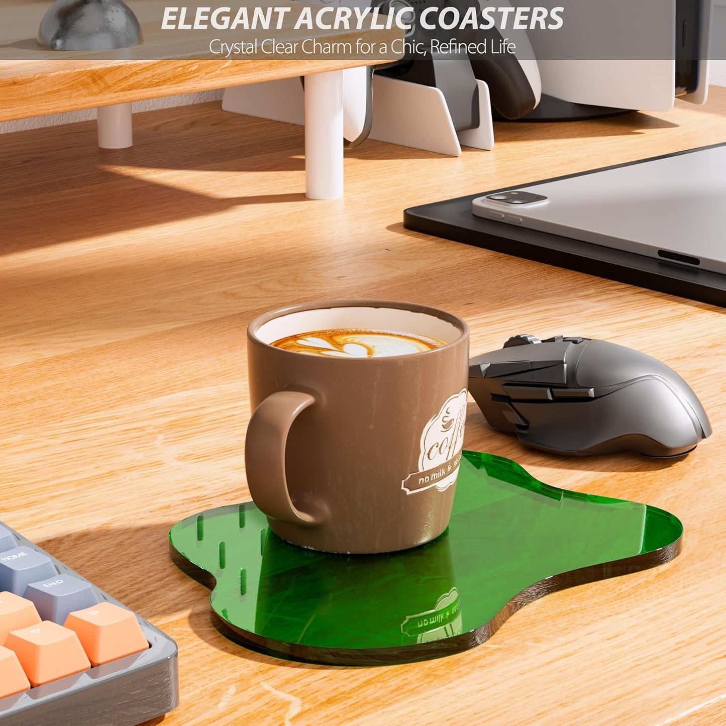 Acrylic Coaster Decorative Plates, Irregular Bar Drink Coaster, Clear Cloud Shape Coffee Cup Coaster, Perfect for Tabletop Protection and Accessories Display.(Gold)