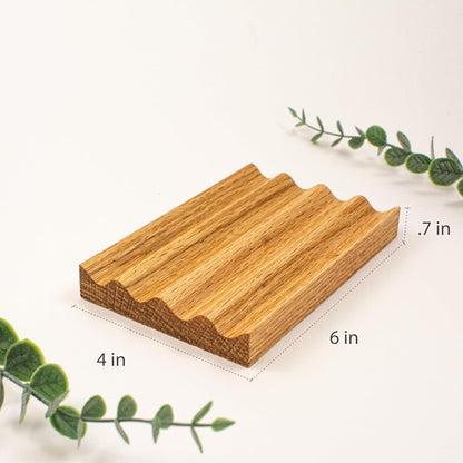 Solid Oak Pen Tray, Minimalist Desk Organizer, Natural Wood Pen Holder with Rounded Wavy Channel, Handcrafted Office Accessory