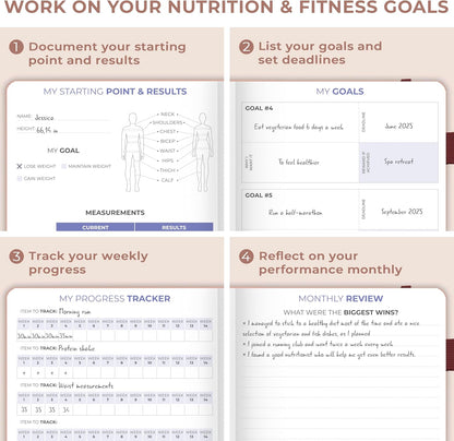 Clever Fox Fitness & Food Journal – Nutrition & Workout Planner for Women & Men – Diet & Gym Exercise Log Book with Calendars, Diet & Training Trackers - Undated, A5 Size, Hardcover (Forest Green)