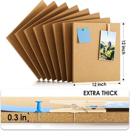 MaxGear Large Cork Board for Wall 36" x 24", 6 Pack Cork Board Tiles with 20 Pushpins & Safe Removable Adhesive Tabs, 12" x 12" Corkboards for Office, School & Home
