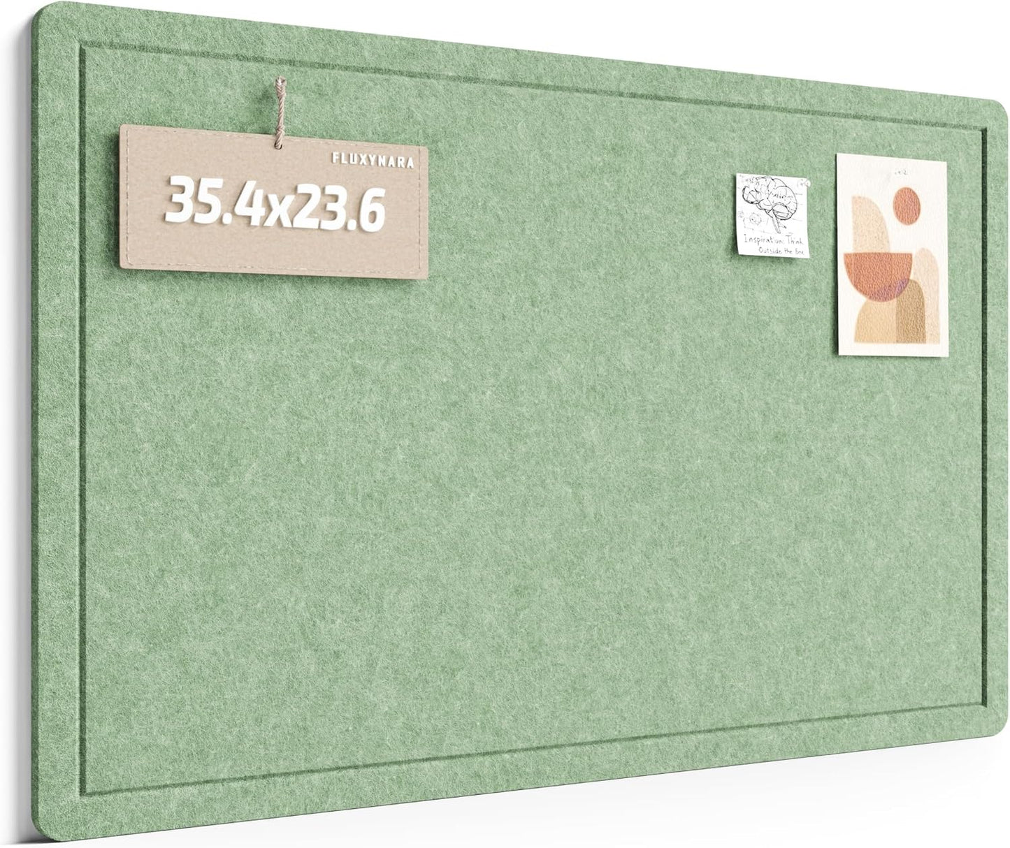 Fluxynara Bulletin Board, 23.6" x 17.5" Cork Board Alternative with 12 Safe Removable Adhesive Tabs, Foldable Felt Pin Board for Home Office, Classroom, Bedroom,Entryway for Walls—Sage