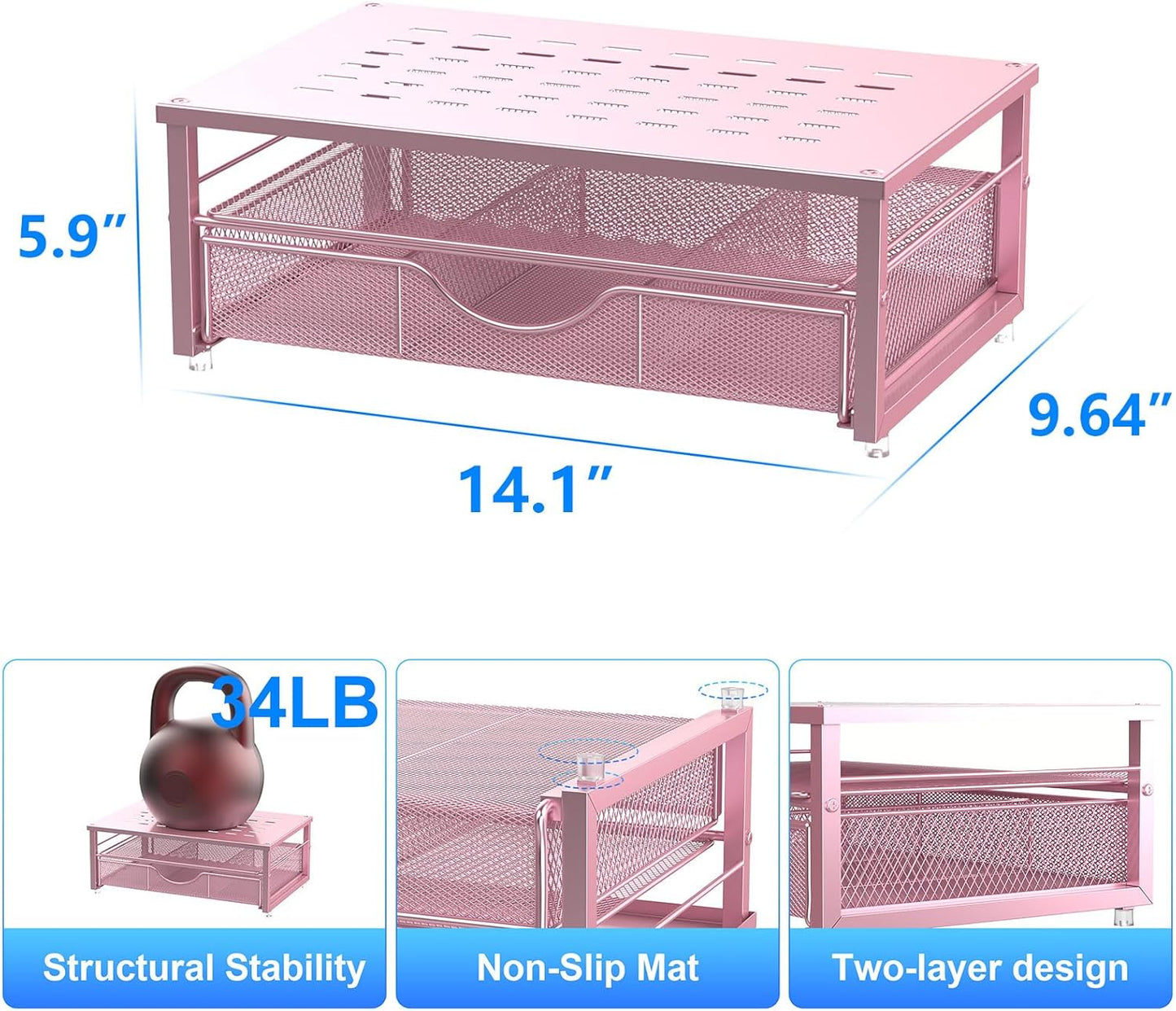 gianotter Computer Monitor Stand Riser, office organizer with Drawer, Office Organizers Storage for Classroom Office Supplies (Wood)
