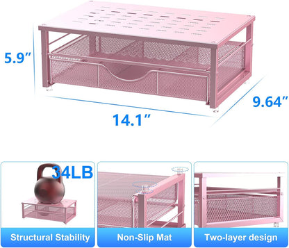 gianotter Computer Monitor Stand Riser, office organizer with Drawer, Office Organizers Storage for Classroom Office Supplies (Wood)