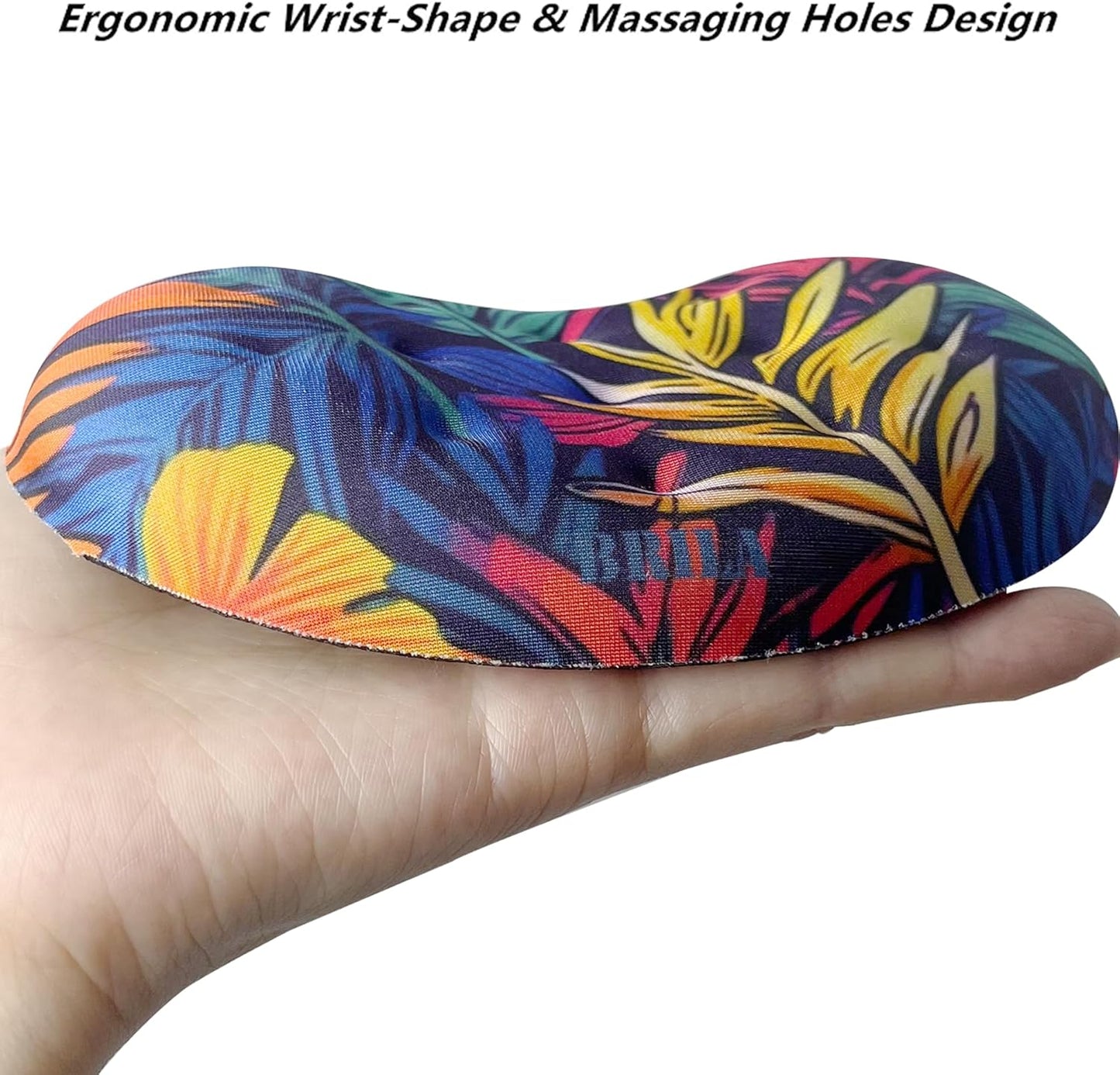 BRILA Ergonomic Memory Foam Mouse Wrist Rest Support Pad Cushion for Computer, Laptop, Office Work, PC Gaming - Massage Holes Design - Wrist Pain Relief (Black Mouse Wrist Rest)