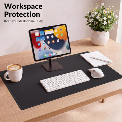 AFIING Large Desk Mat 47" x 17", Dual-Sided Natural Cork & PU Leather Desk Pad, Non-Slip Waterproof Mouse Pad for Office, Home & Gaming, Black