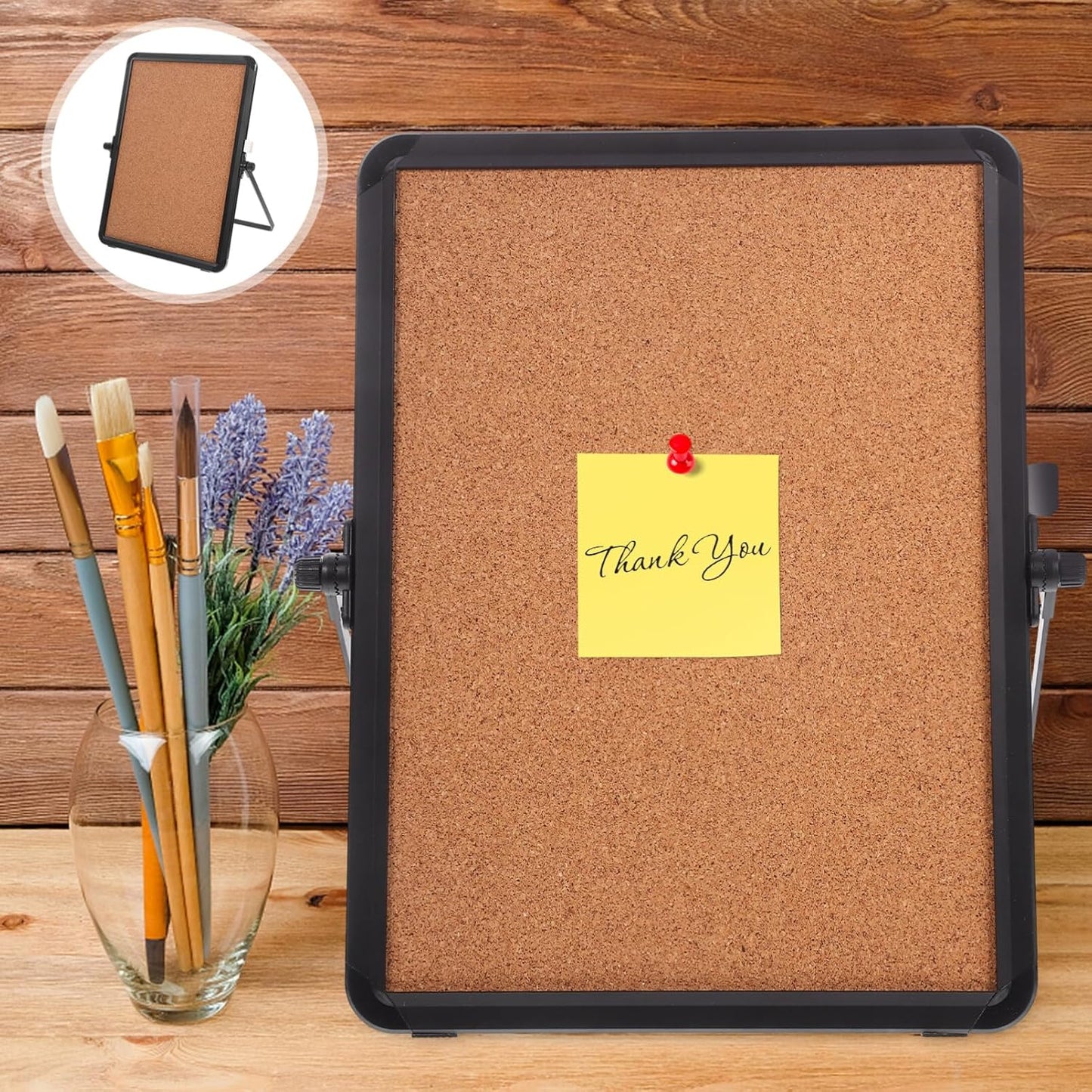 Office Cork Board Message Board 12.20X9.05In Desktop Bulletin Reminder with Aluminum Frame Stand for Home Study Workspace