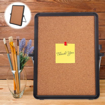 Office Cork Board Message Board 12.20X9.05In Desktop Bulletin Reminder with Aluminum Frame Stand for Home Study Workspace