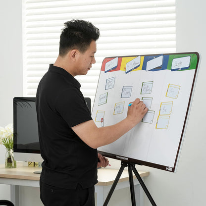 Magnetic Kanban & Scrum Board – Lightweight Agile Whiteboard with Customizable Headlines | Project Planning Board for Home, Office & School | Includes Easel, Markers, Eraser & Wall Mount Kit