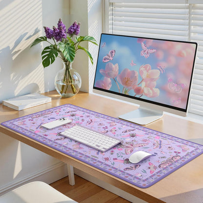 iCasso Desk Cover Mat, Office Mouse Pad, Desk Protector Mat, Extra Large Matt for Desktop,Anti-Slip XXL Big Mousepad with Stitched Edges for Computer Keyboard Retro Black - Colors B