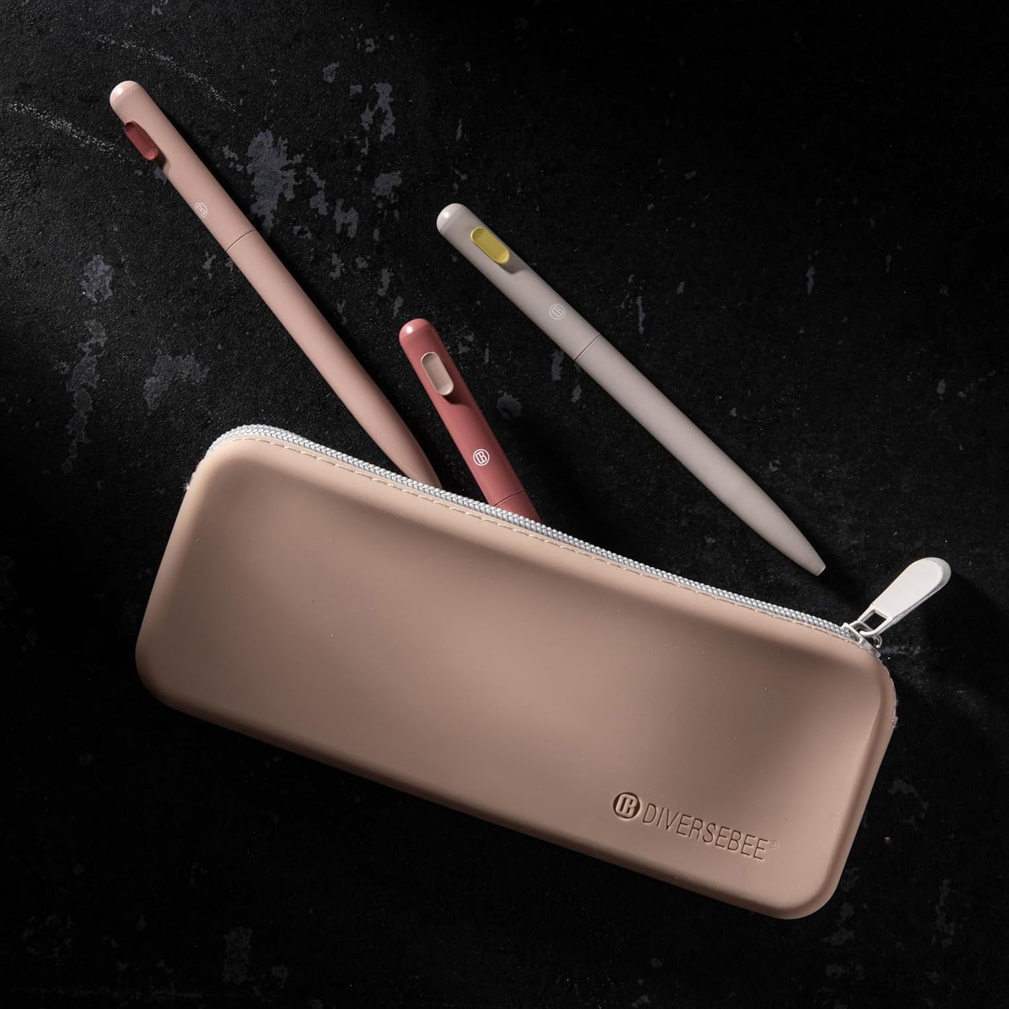DIVERSEBEE Soft Silicone Pencil Case, Aesthetic Pencil Pouch with Zipper, Cute Pen Bag for School, Bible Journaling Supplies and Accessories, Pencil Organizer (Grape)