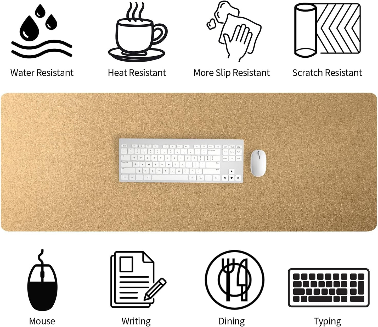 Bloss Leather Desk Pad and Keyboard Wrist Rest, Large Mouse Pad + Keyboard Pad+Mouse Wrist Support, Non-Slip Desk Mat Protector for Office, Home(31.5×15.7 Inches,Beige) - Colors B