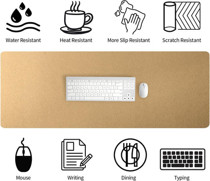 Bloss Leather Desk Pad and Keyboard Wrist Rest, Large Mouse Pad + Keyboard Pad+Mouse Wrist Support, Non-Slip Desk Mat Protector for Office, Home(31.5×15.7 Inches,Beige) - Colors B