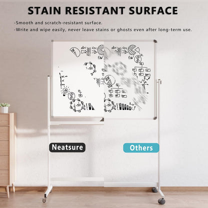 Large Whiteboard Easel with Stand, 36" x 24" Portable Standing Magnetic Dry Erase White Board, 3' x 2' Tripod Height Adjustable Flip Chart Easel for Home Office Classroom School, Silver