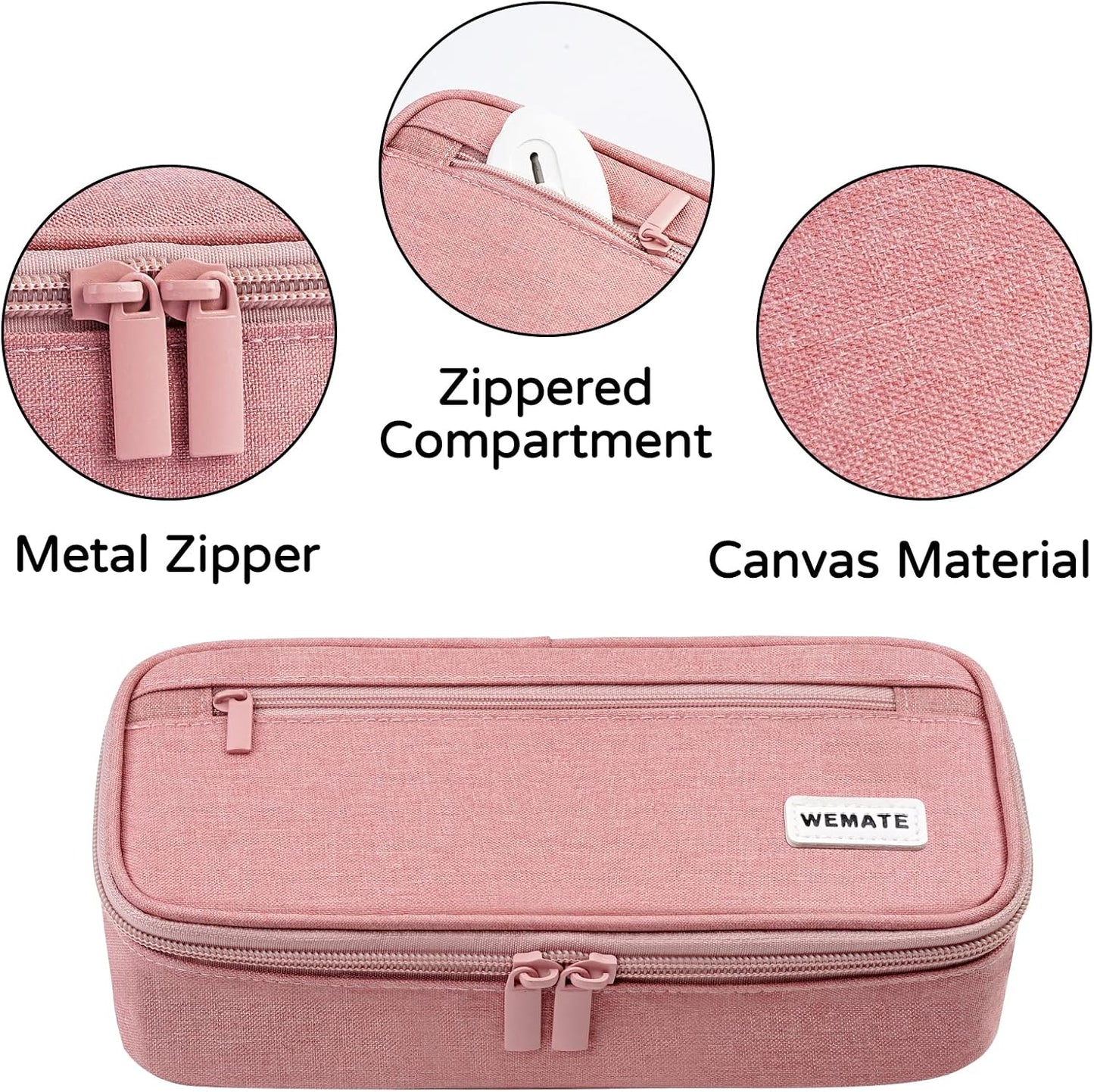 WEMATE Pencil Case, Large Storage Organizer, Makeup Bag, Teacher Must - have, Big Pencil Pouch, Marker Case for College