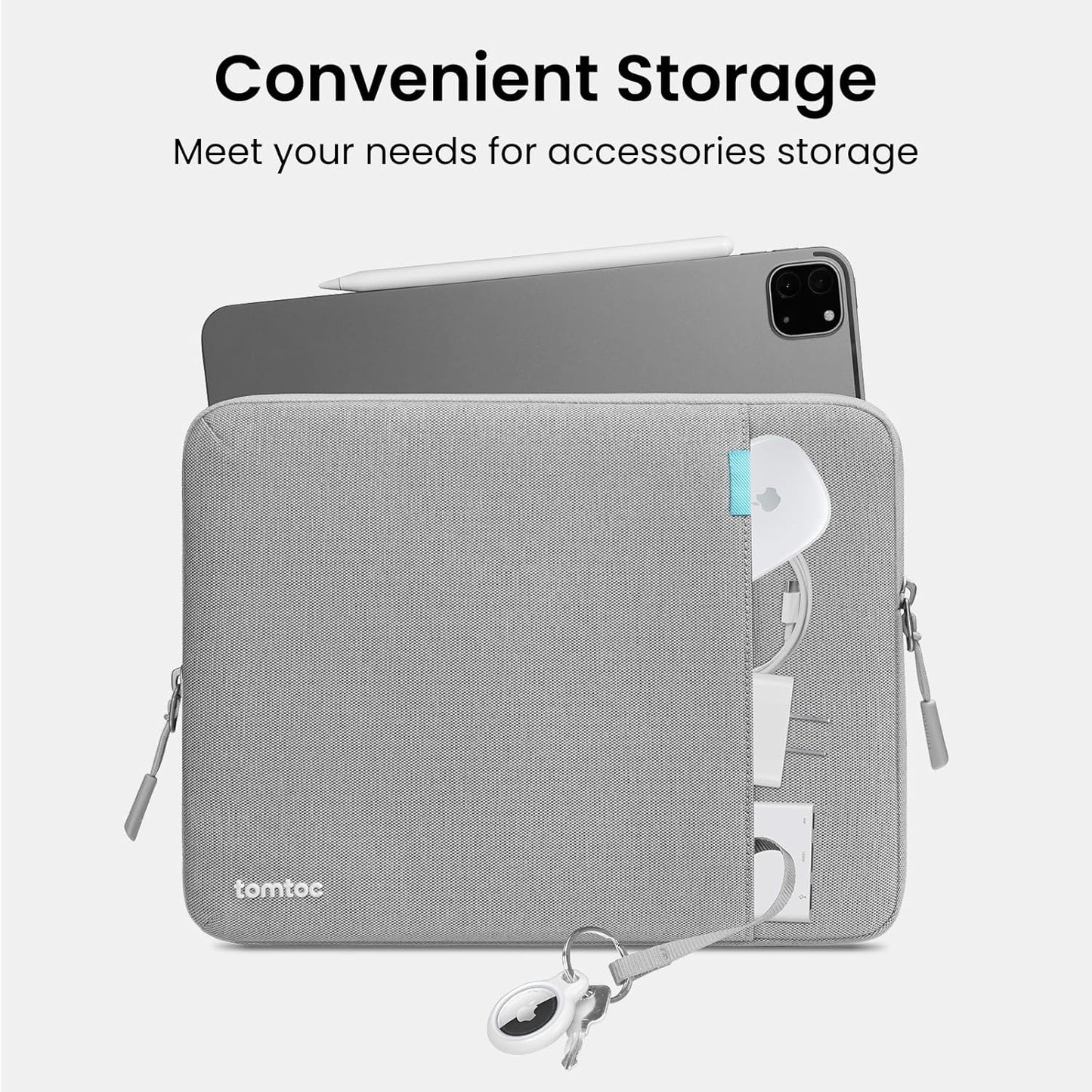 tomtoc 360° Protective Tablet Sleeve for 2026 iPad Air 11-inch (M4/M3/M2), iPad Pro 11-inch (M5/M4/4th/3rd/2nd/1st Gen) with Magic Keyboard/Smart Keyboard Folio, 11" iPad Water-Resistant Tablet Case